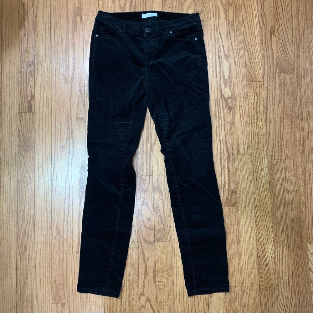 Loft Size 4 Modern Skinny Mid Rise Black Velvet Pants Whiskered Holiday Work
